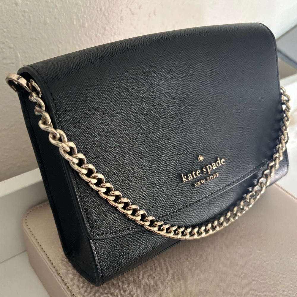 Kate Spade Black Crossbody Bag with Gold Chain